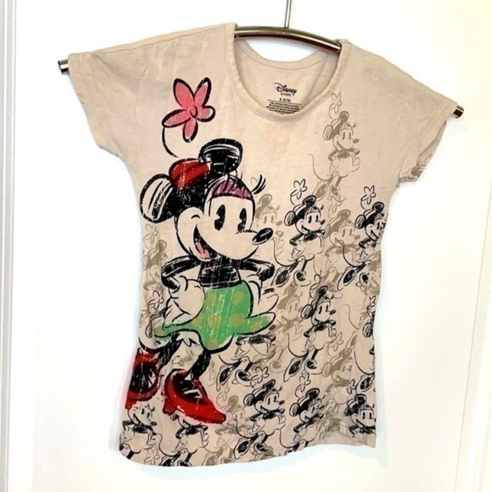 DISNEY | Youth (Girl) Size Small 5 / 6 Minnie Mouse White Shirt